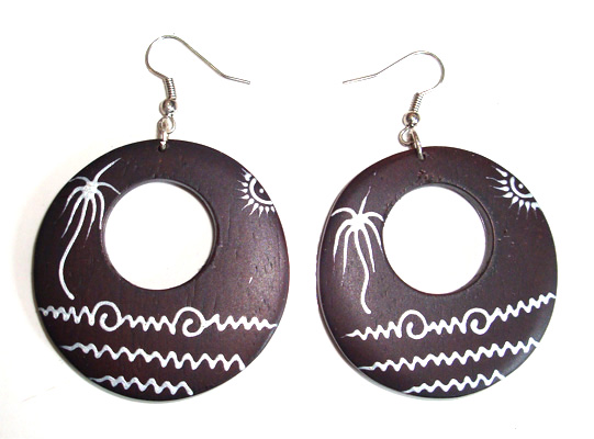 Wooden Handpainted Earring