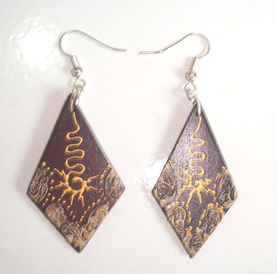 Wooden Handpainted Earring