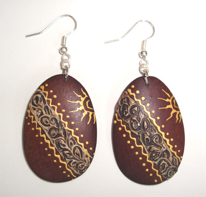 Wooden Handpainted Earring