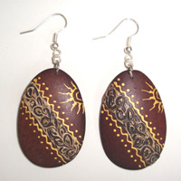 Wooden Handpainted Earring