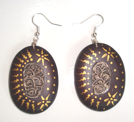 Wooden Handpainted Earring