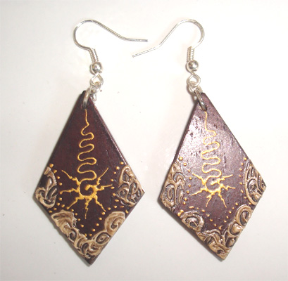 Wooden Handpainted Earring