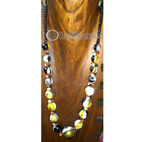 Necklace Wooden With Glass Beads