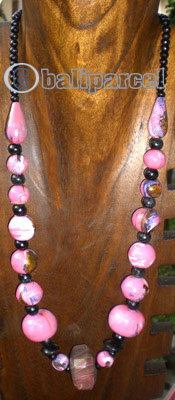 Necklace Wooden With Glass Beads