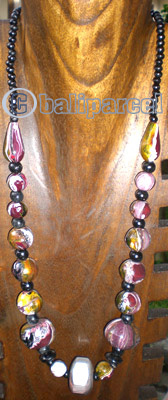 Necklace Wooden With Glass Beads