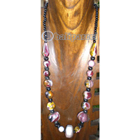 Necklace Wooden With Glass Beads
