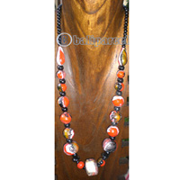 Necklace Wooden With Glass Beads