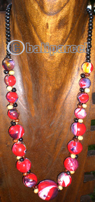 Necklace Wooden With Glass Beads