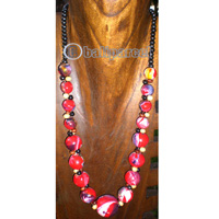 Necklace Wooden With Glass Beads