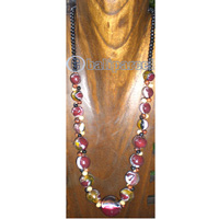 Necklace Wooden With Glass Beads
