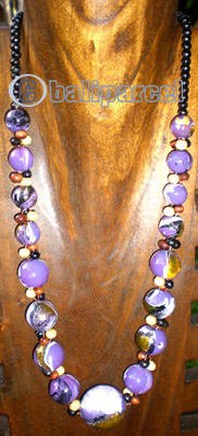 Necklace Wooden With Glass Beads