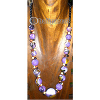 Necklace Wooden With Glass Beads