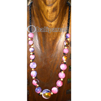 Necklace Wooden With Glass Beads