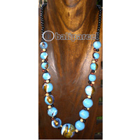 Necklace Wooden With Glass Beads