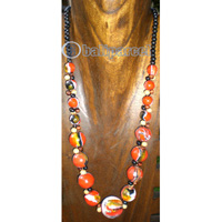 Necklace Wooden With Glass Beads