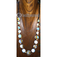 Necklace Wooden With Glass Beads