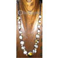 Necklace Wooden With Glass Beads