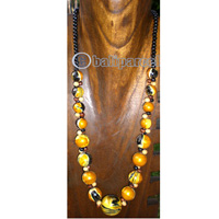 Necklace Wooden With Glass Beads