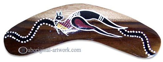Aboriginal Dot Art Standard Boomerang, Hand Carved From Sono Wood