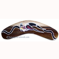 Aboriginal Dot Art Standard Boomerang, Hand Carved From Sono Wood