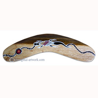 Aboriginal Dot Art Standard Boomerang, Hand Carved From Sono Wood