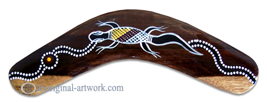 Aboriginal Dot Art Standard Boomerang, Hand Carved From Sono Wood
