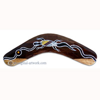 Aboriginal Dot Art Standard Boomerang, Hand Carved From Sono Wood