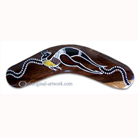 Aboriginal Dot Art Standard Boomerang, Hand Carved From Sono Wood
