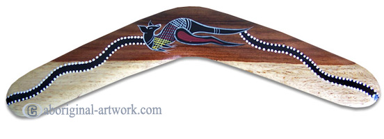 Aboriginal Dot Art Standard Boomerang, Hand Carved From Sono Wood