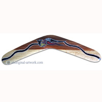 Aboriginal Dot Art Standard Boomerang, Hand Carved From Sono Wood