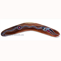 Aboriginal Dot Art Standard Boomerang, Hand Carved From Sono Wood