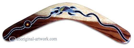 Aboriginal Dot Art Standard Boomerang, Hand Carved From Sono Wood