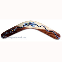 Aboriginal Dot Art Standard Boomerang, Hand Carved From Sono Wood