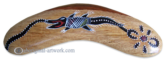 Aboriginal Dot Art Standard Boomerang, Hand Carved From Sono Wood