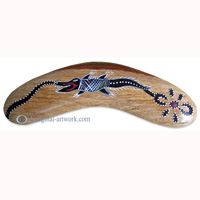 Aboriginal Dot Art Standard Boomerang, Hand Carved From Sono Wood