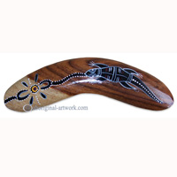 Aboriginal Dot Art Standard Boomerang, Hand Carved From Sono Wood