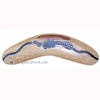 Aboriginal Dot Art Standard Boomerang, Hand Carved From Sono Wood