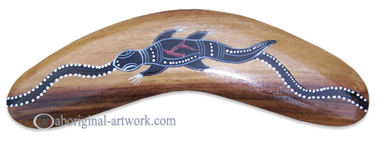 Aboriginal Dot Art Standard Boomerang, Hand Carved From Sono Wood