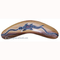 Aboriginal Dot Art Standard Boomerang, Hand Carved From Sono Wood
