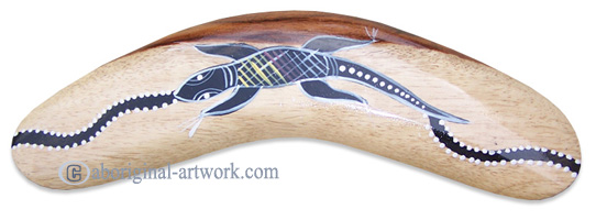 Aboriginal Dot Art Standard Boomerang, Hand Carved From Sono Wood