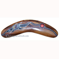 Aboriginal Dot Art Standard Boomerang, Hand Carved From Sono Wood