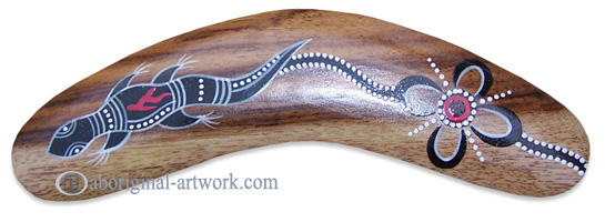 Aboriginal Dot Art Standard Boomerang, Hand Carved From Sono Wood