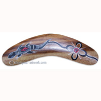 Aboriginal Dot Art Standard Boomerang, Hand Carved From Sono Wood