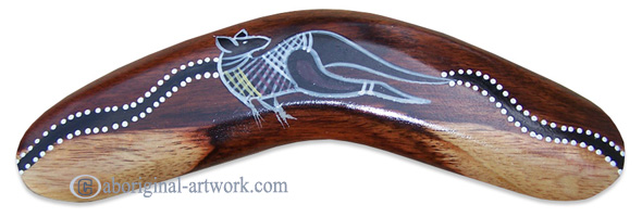 Aboriginal Dot Art Standard Boomerang, Hand Carved From Sono Wood