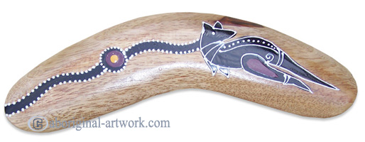 Aboriginal Dot Art Standard Boomerang, Hand Carved From Sono Wood