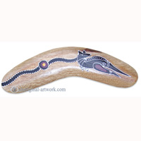 Aboriginal Dot Art Standard Boomerang, Hand Carved From Sono Wood