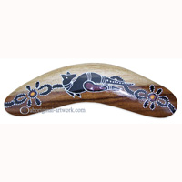 Aboriginal Dot Art Standard Boomerang, Hand Carved From Sono Wood