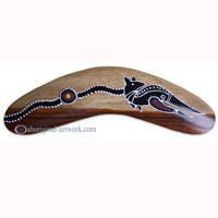 Aboriginal Dot Art Standard Boomerang, Hand Carved From Sono Wood