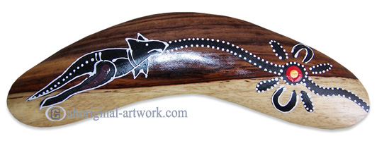 Aboriginal Dot Art Standard Boomerang, Hand Carved From Sono Wood