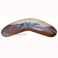 Aboriginal Dot Art Standard Boomerang, Hand Carved From Sono Wood